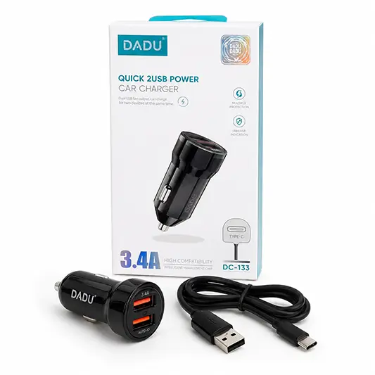 شاحن سيارة دادو الأصلي بمخرجين USB - (كود 3125)